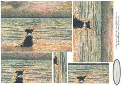 Good Morning, Morning. a Dog Greets the Morning Over the Sea