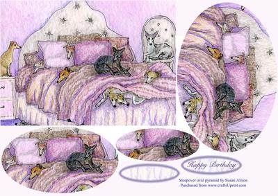 Sleepover - Whippets and Greyhounds - Oval Pyramid