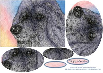 Blow-dried Afghan Hound Oval Pyramid