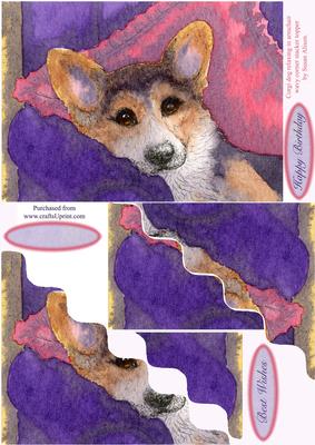 Corgi Dog Relaxing in Armchair Wavy Corner Stacker Topper