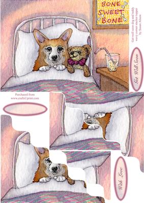 Get Well Soon Dog and Teddy Wavy Corner Stacker Topper