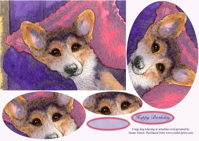 Corgi Dog Relaxing in Armchair Oval Pyramid
