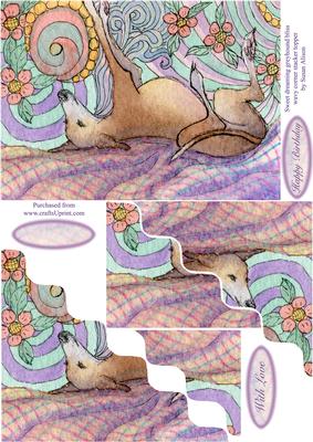 Sweet Dreaming Greyhound Bliss Wavy Corner Stacker Topper