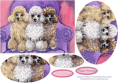 A Pack of Poodles Oval Pyramid