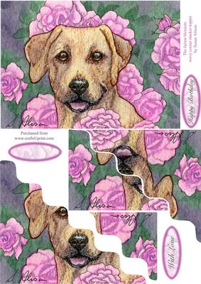 Labrador Retriever in the Flower Bed - Wavy Corner Stacker