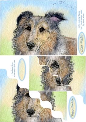 Collie Enjoying the Day Wavy Corner Stacker Topper
