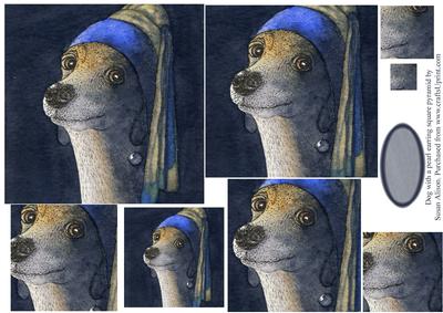 Dog with a Pearl Earring Square Topper and Gift Tag