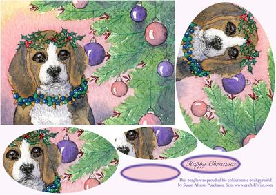 Beagle Proud of His Colour Sense with Christmas Decorations