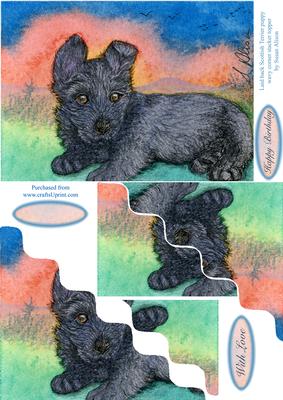 Laid Back Scottish Terrier Puppy Wavy Corner Stacker Topper