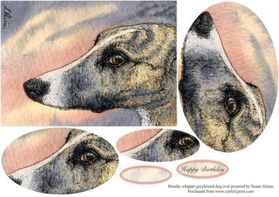 Brindle Whippet Greyhound Dog Oval Pyramid