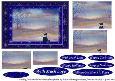 Waiting for Snow in Blue Snowflake Frame Pyramage