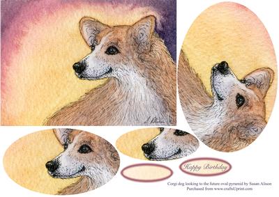 Corgi Dog Looking to the Future Oval Pyramage