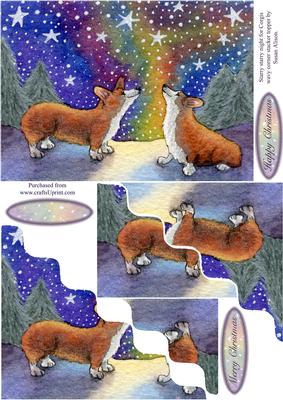 Starry, Starry Night - Corgi Dogs Wavy Corner Stacker Topper
