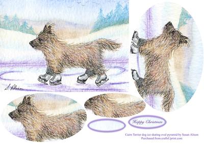 Cairn Terrier Dog Ice Skating - Oval Pyramid