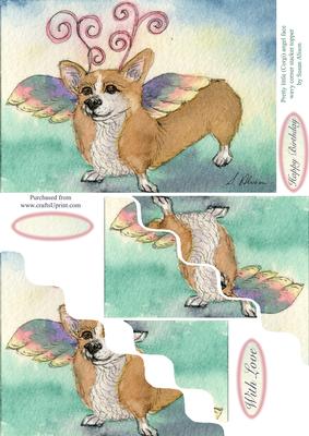 Pretty Little (corgi) Angel Face Wavy Corner Stacker Topper