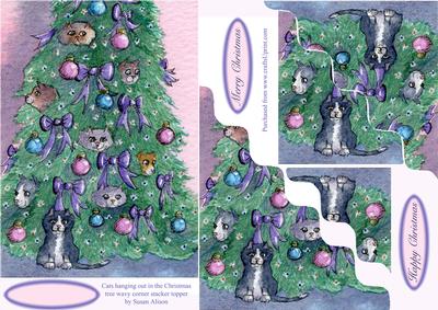 Cats Hiding Out in the Christmas Tree Wavy Corner Stacker