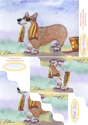 Watch Out, Beach! Corgi Dog Wavy Corner Stacker Topper