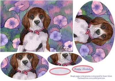 Beagle Puppy in the Petunias