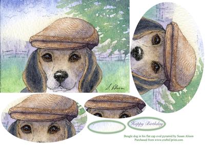 Beagle Dog in His Flat Cap Oval Pyramage