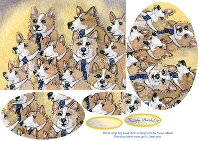 Welsh Corgi Dog Howl Choir Oval Pyramage