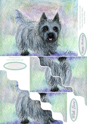 Cairn Terrier Dog Keen for Walk Wavy Corner Stacker Topper