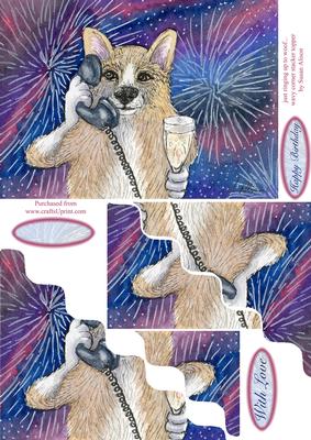 Just Ringing Up to Woof -  Wavy Corner Stacker Topper
