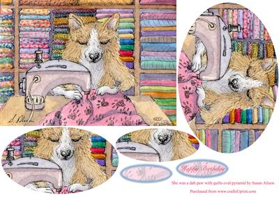 She Was a Dab Paw with Quilts Oval Pyramage