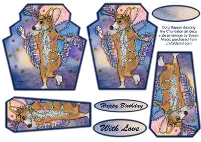 Corgi Flapper Dancing the Charleston Art Deco Style Pyramage