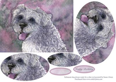 Schnauzer Dog Always Ready for a Chat Oval Pyramage