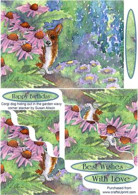 Corgi Dog Hiding Out in the Garden Wavy Corner Stacker