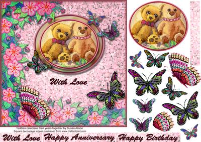Celebrating Their Anniversary Square Decoupage Topper