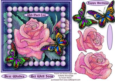 Lace and Pearls Topper with Butterfly Decoupage