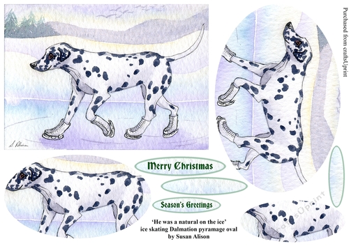 Ice skating Dalmatian dog oval pyramage 