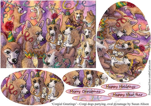 Corgial Greetings - Corgi dogs party, Christmas celebration oval pyramage