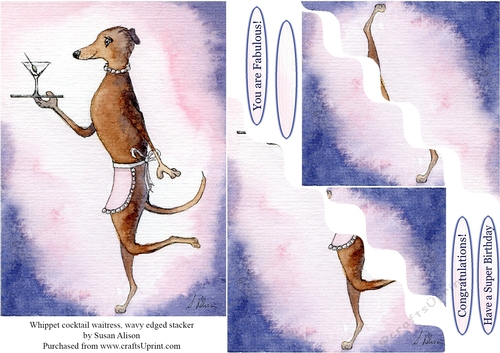 Whippet dog cocktail waitress - wavy edged stacker topper