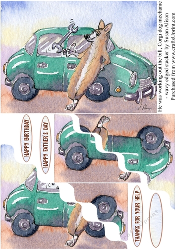 He was working out the bill, Corgi dog mechanic - wavy edged stacker