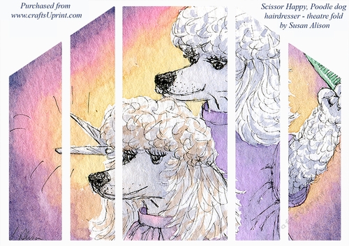 Scissor Happy, Poodle dog hairdresser - theatre fold card