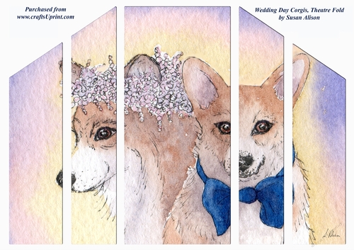 Wedding Day Corgi Dog romantic couple - theatre fold card