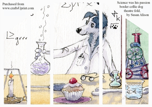 Science was his passion, border collie dog teacher theatre fold card