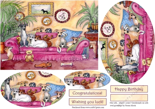 This is our sofa... wheres yours? Greyhound dogs on sofa oval pyramage