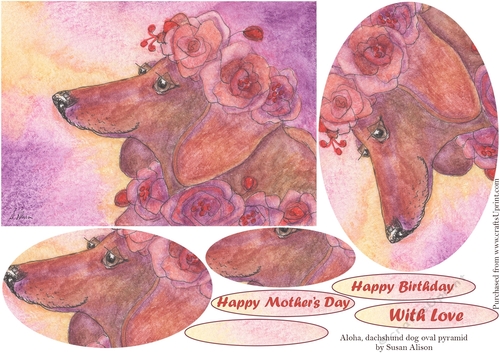 Aloha, dachshund dog oval pyramid,