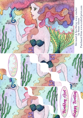 Mermaid and Seahorse wavy edged stacker