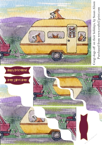 Corgi dogs off on their holidays, wavy edged stacker