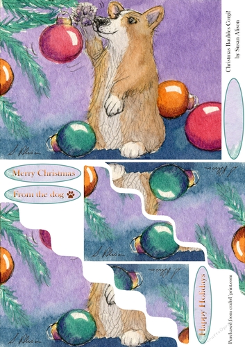 Christmas Baubles Corgi Dog, wavy edged stacker