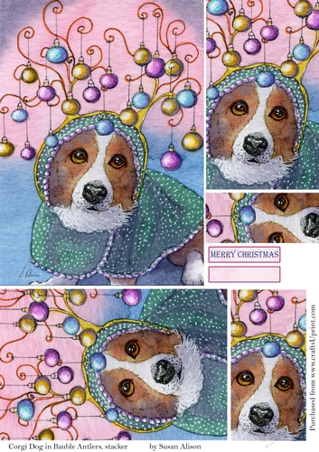 Corgi Dog in Bauble Antlers