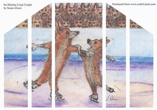 Ice-Skating Corgi Dog Couple