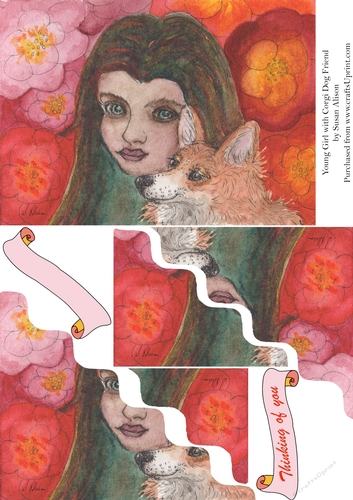Young Girl with Corgi Dog Friend
