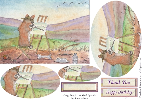 Artistic Corgi Dog, Painting Watercolour Landscape
