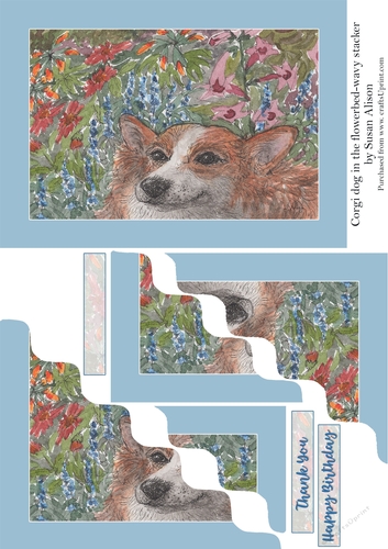 Corgi Dog Hiding in the Flowerbed
