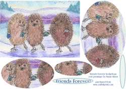 Three ice skating hedgehog friends - one for all!